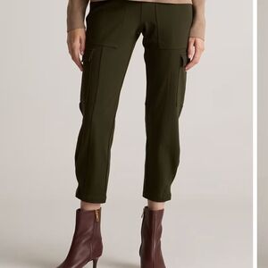 Quince Dark Green Women's Cropped Cargo Pants